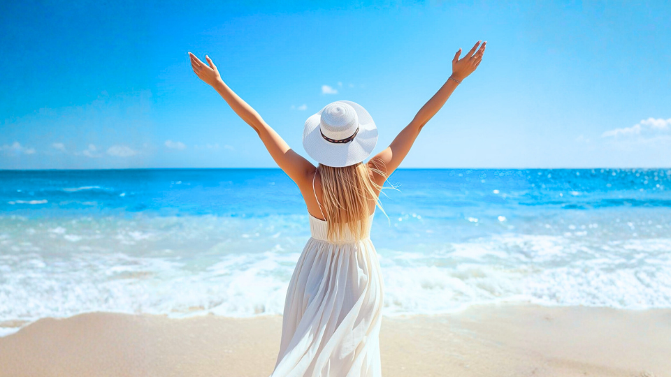 happy woman at the beach